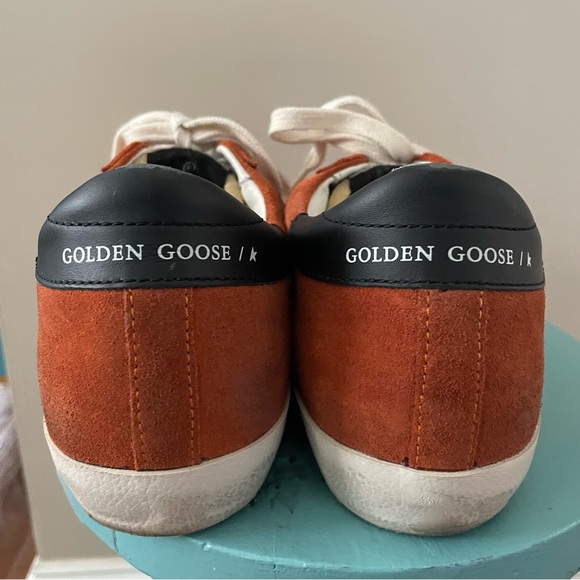 Golden Goose Deluxe Brand Superstar Sneakers Orange Suede Silver Glitter Star 39 - Picture 4 of 9